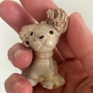 Vintage handmade ceramic curious puppy dog Figurine